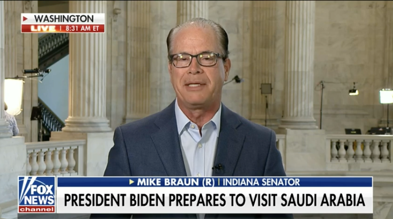 Sen. Braun criticizes Biden for “groveling” for oil abroad on Fox and Friends, “COVID funds” used for social activism